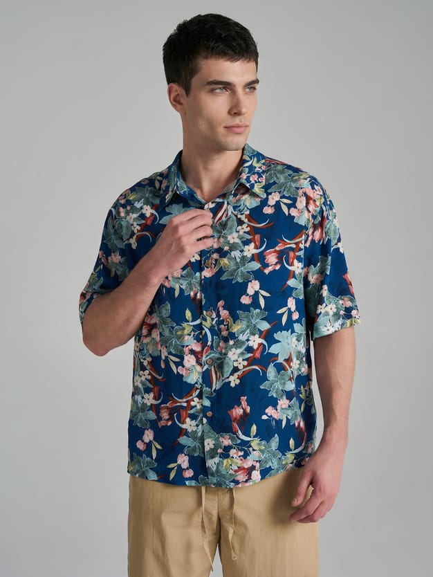 Рубашка гавайская с коротким рукавом
