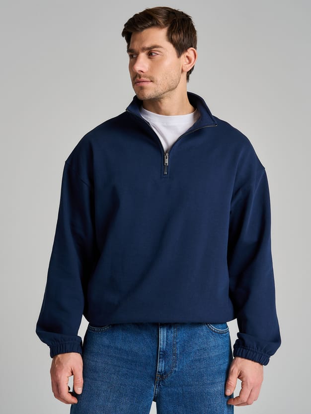 Свитшот оверсайз с молнией полузамком