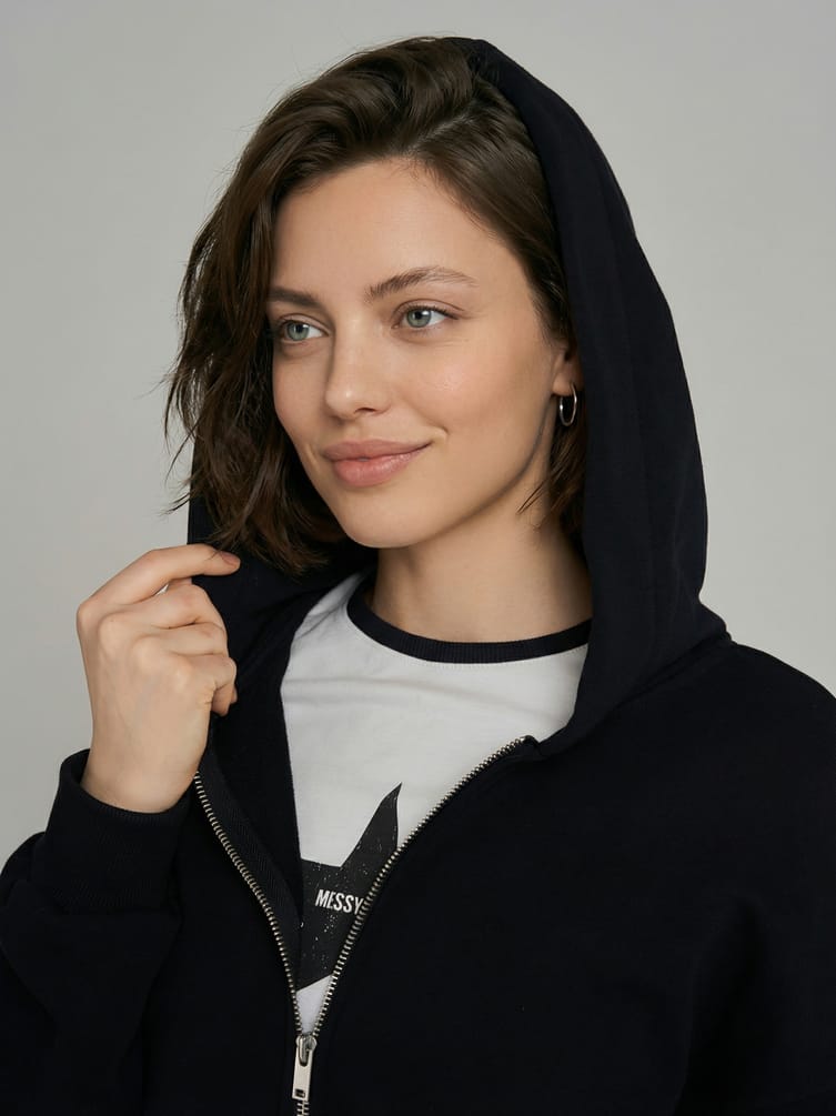 Зип худи  с капюшоном без начеса