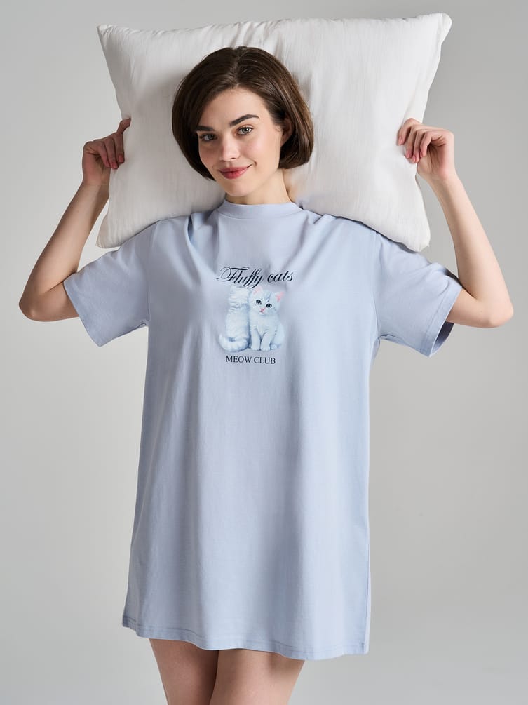 Ночная сорочка из хлопка с принтом