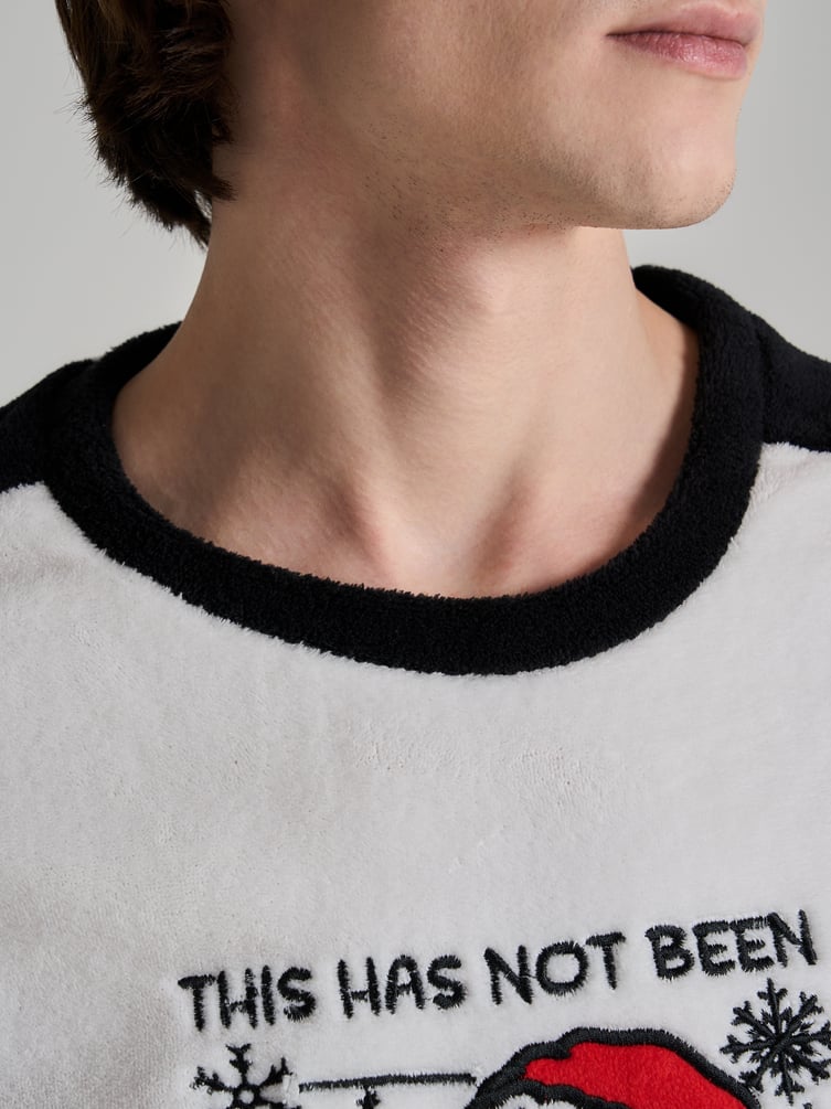 Пижама плюшевая новогодняя с брюками