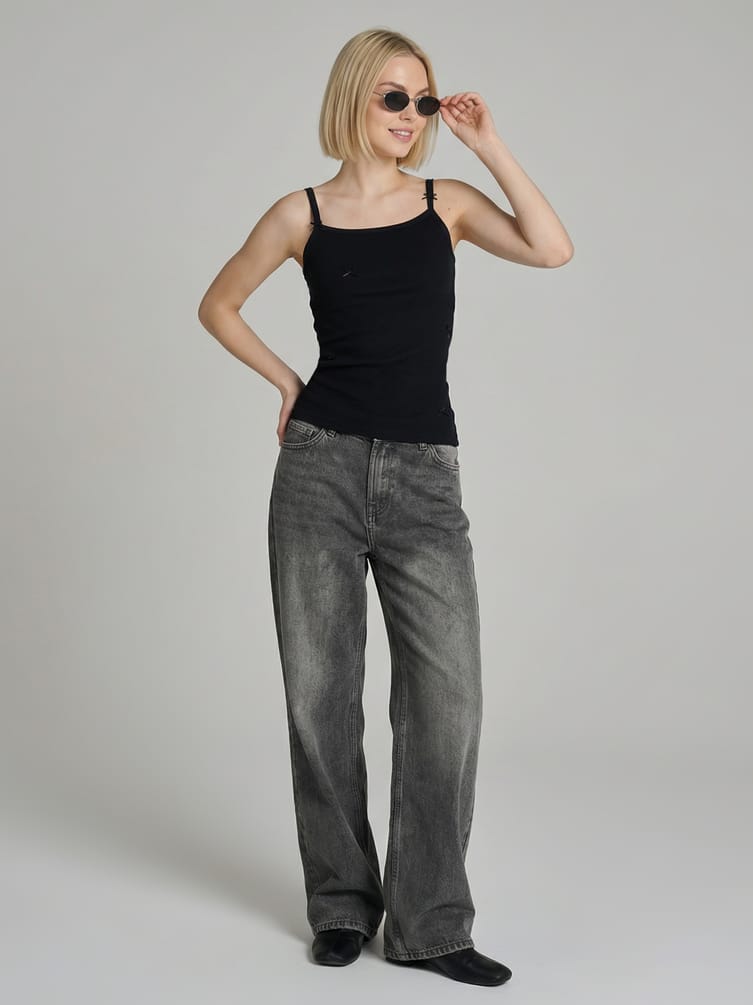 Майка в рубчик с бантиками