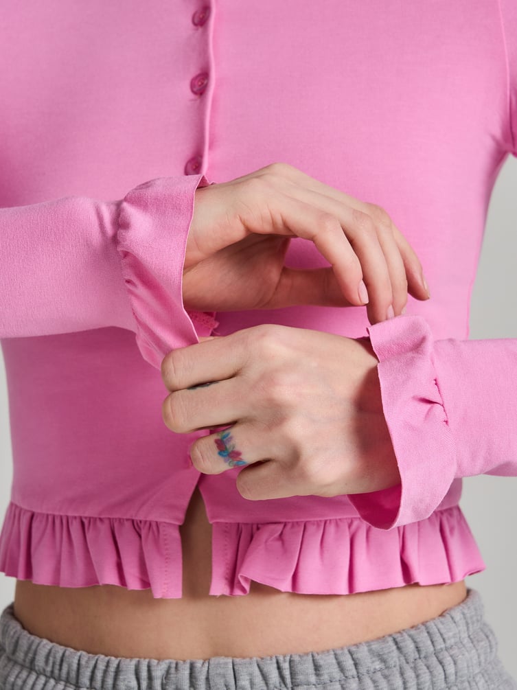 Кардиган укороченный с рюшами