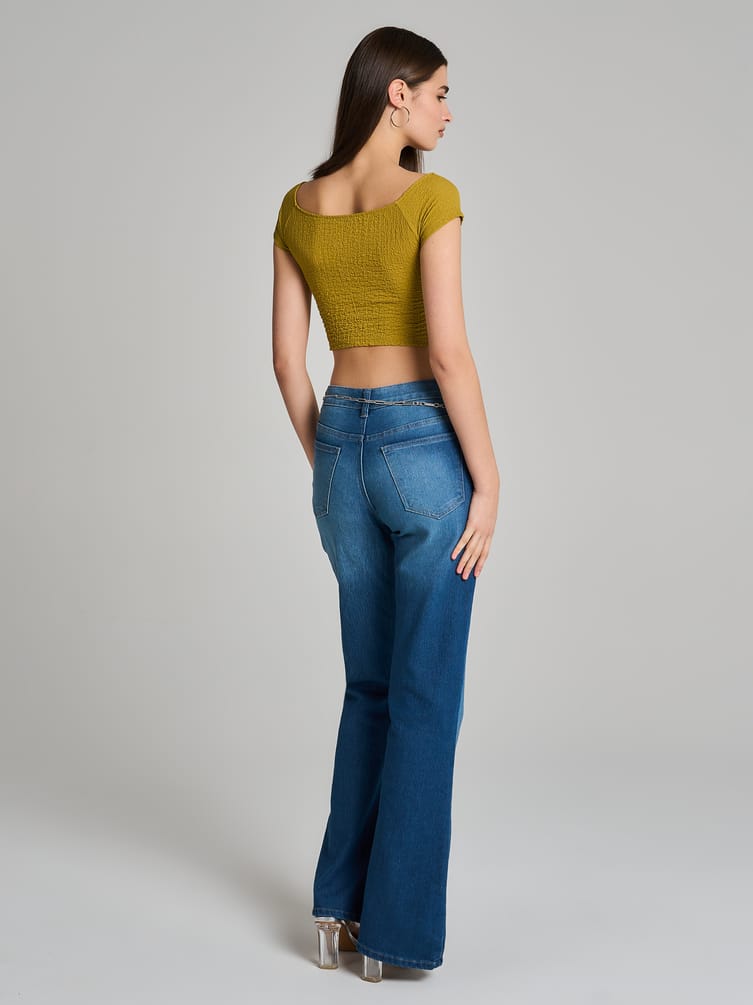 Кроп-топ из жатой ткани