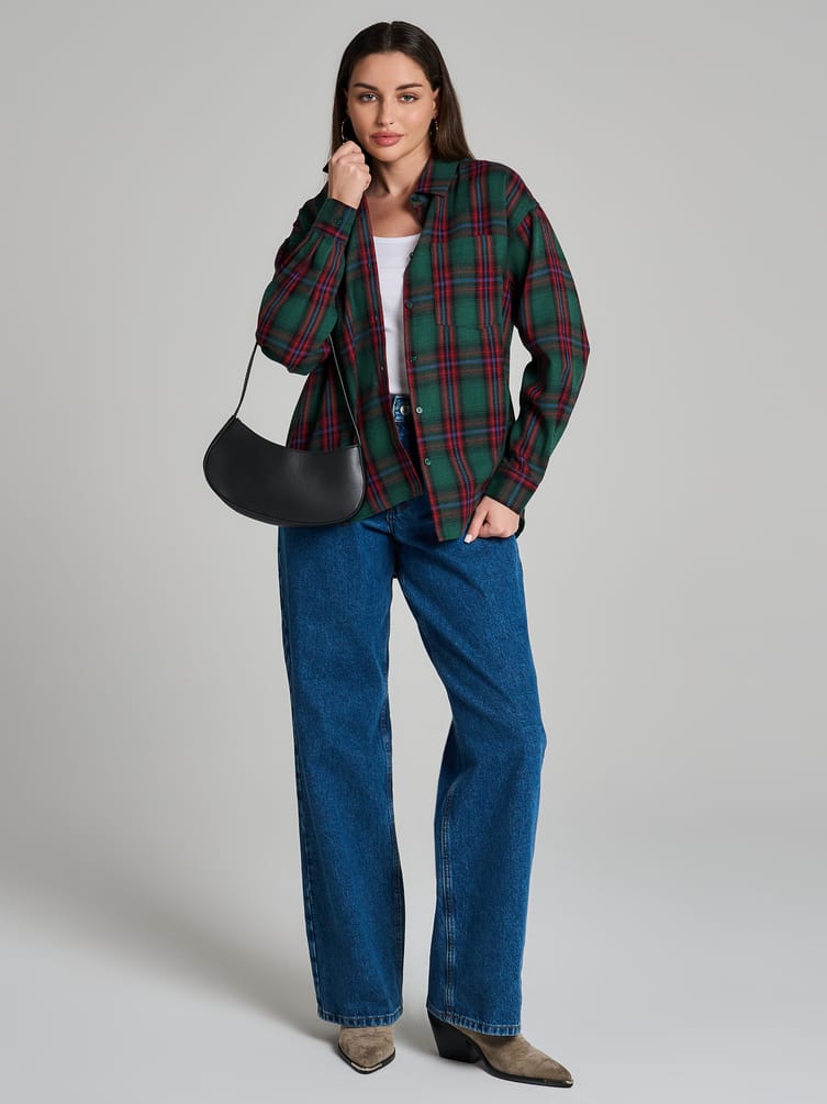 Рубашка осенняя в клетку оверсайз