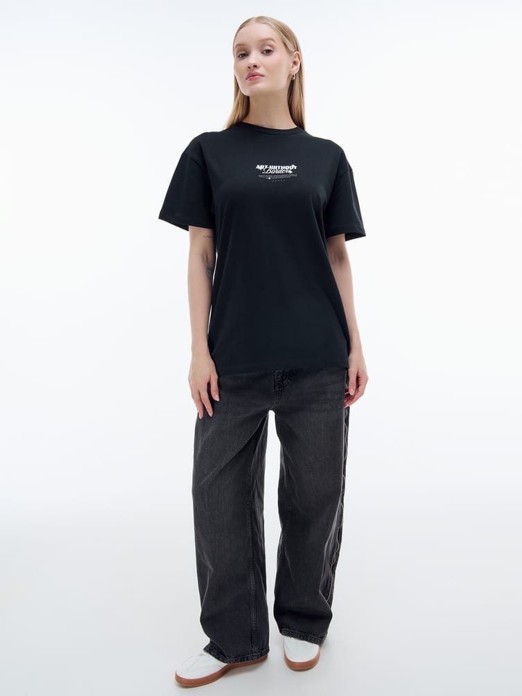 Футболка оверсайз с принтом ангелов на спине