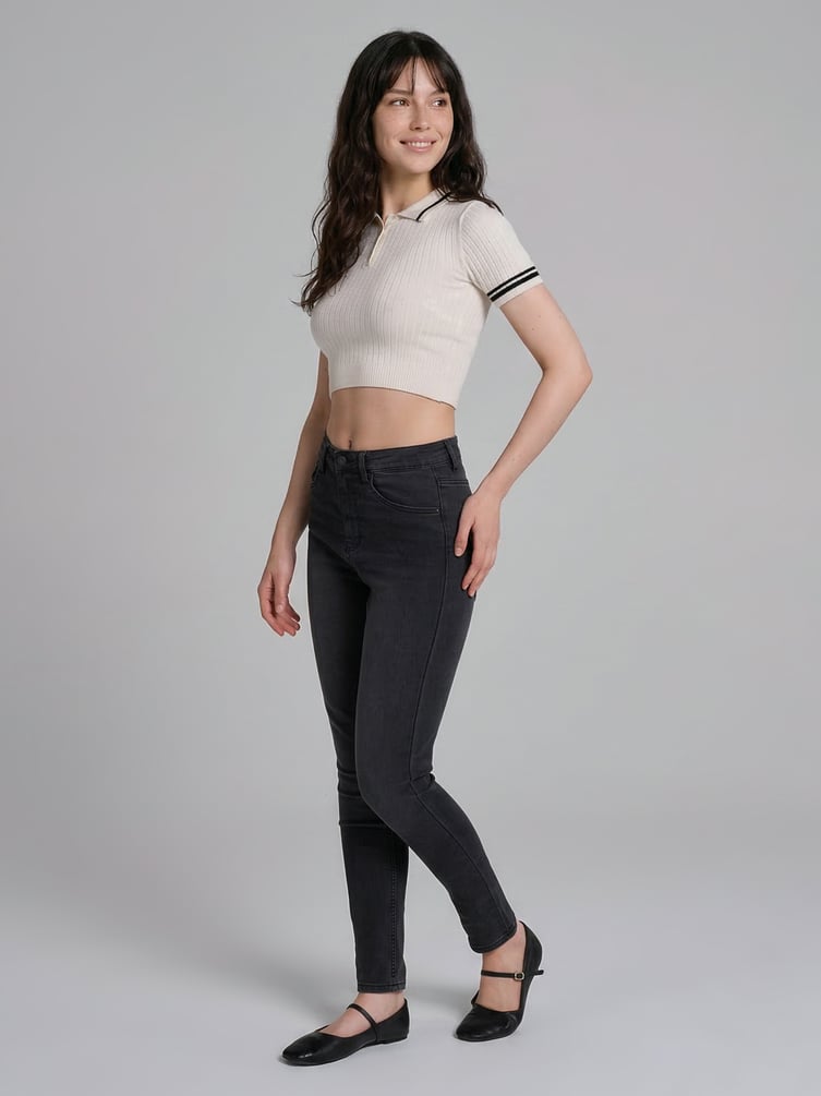 Джинсы скинни с высокой талией