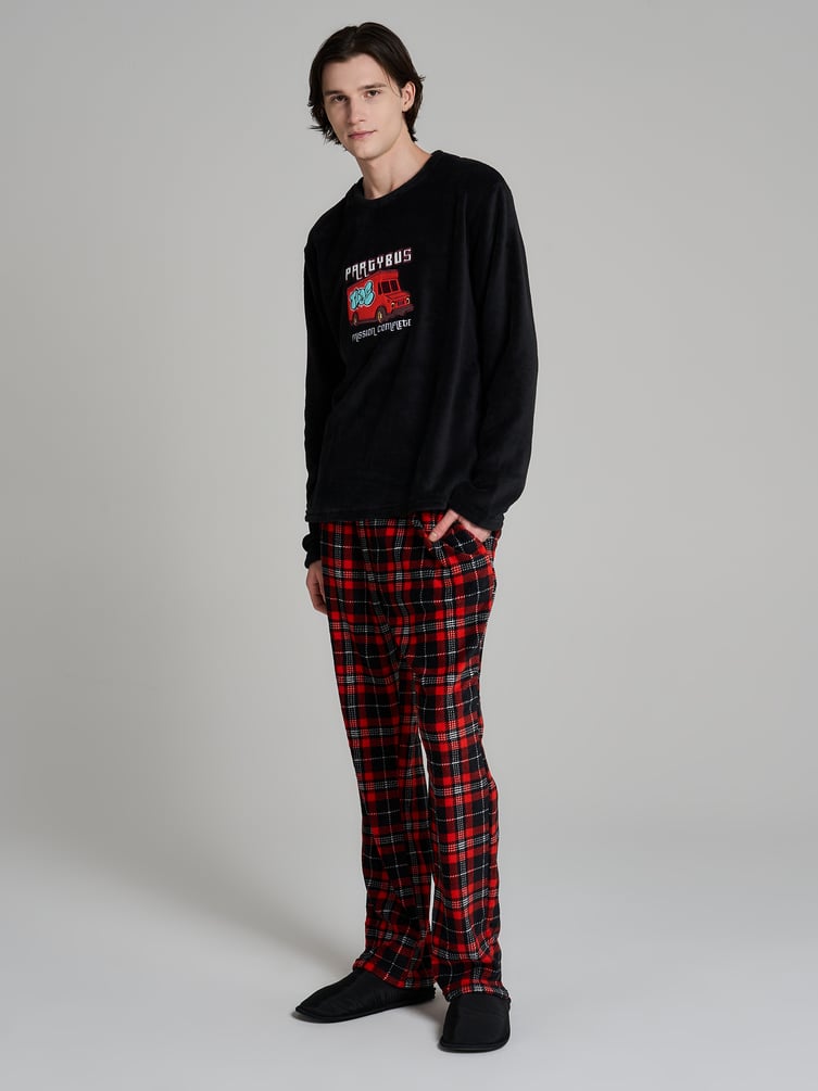 Пижама плюшевая с вышивкой и штанами