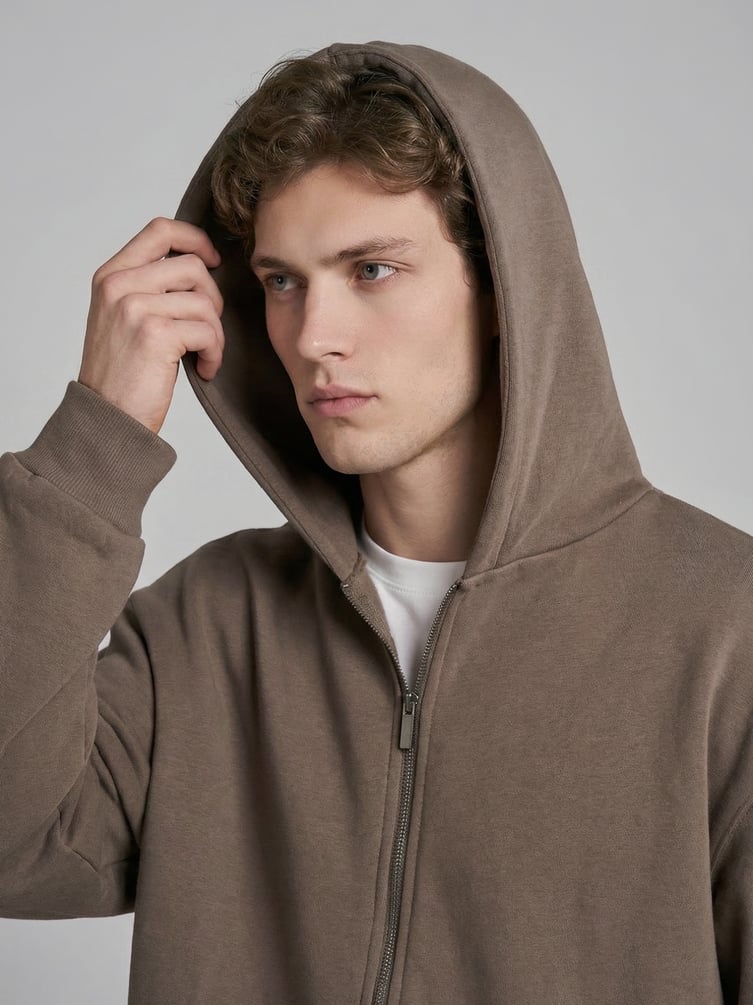 Зип худи оверсайз с надписью Russia и начесом