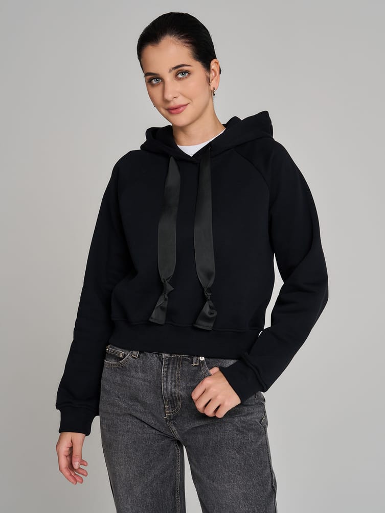 Теплое худи укороченное с начесом