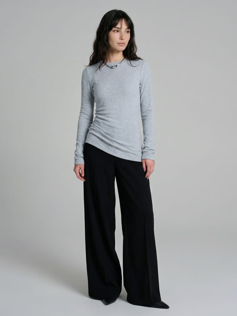 Лонгслив асимметричный с драпировкой