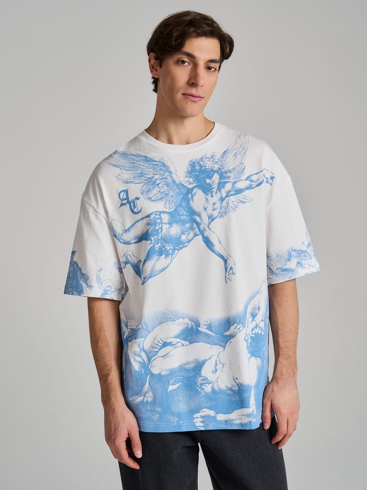 Футболка из хлопка с принтом ангела