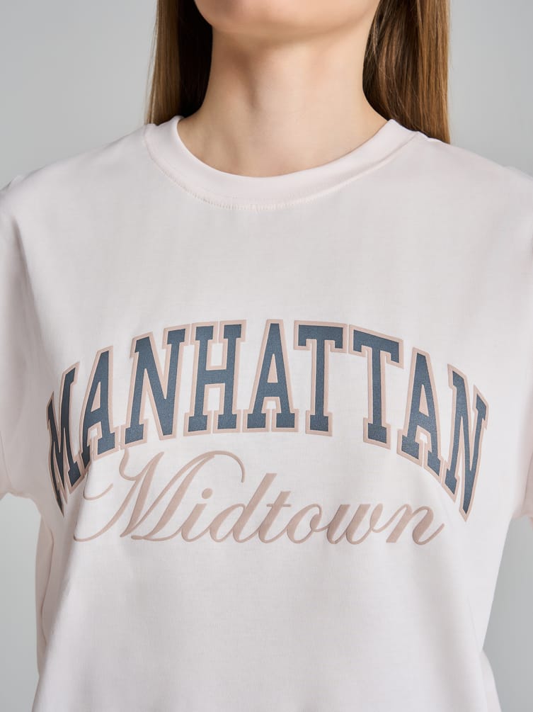 Хлопковая футболка оверсайз с надписью