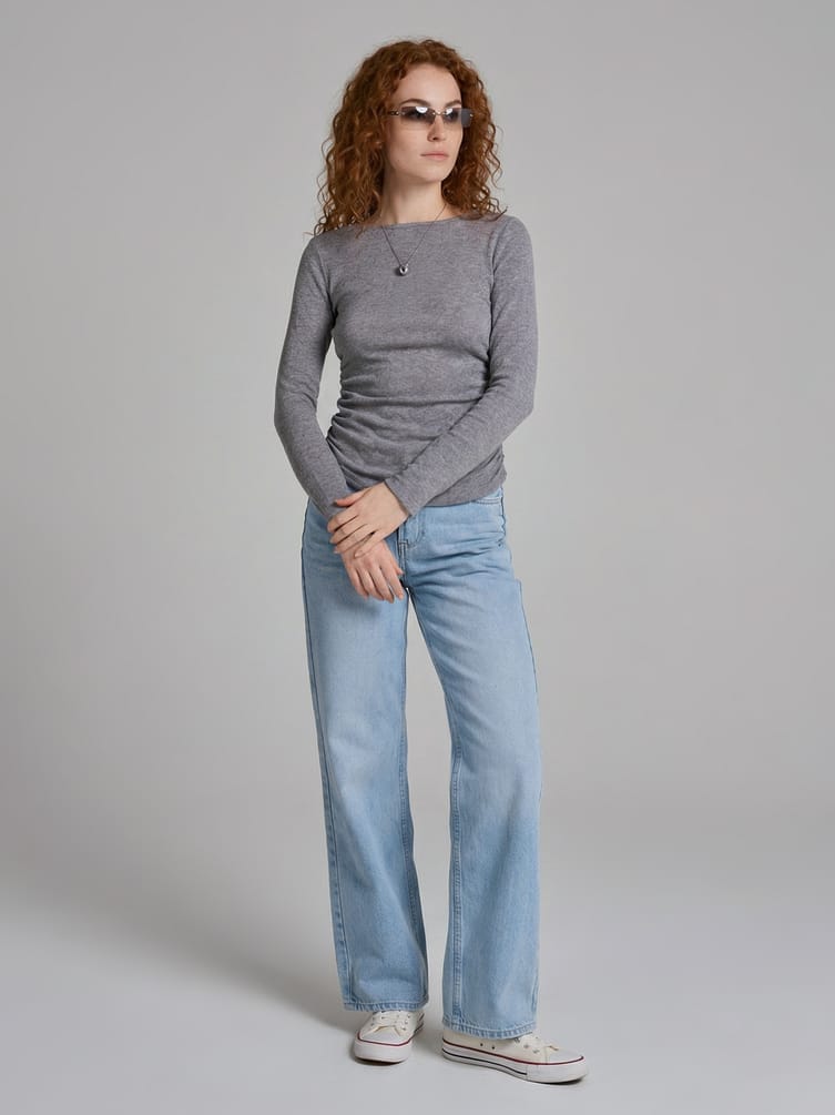 Лонгслив приталенный с драпировкой