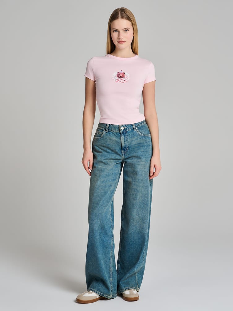 Футболка облегающая с принтом