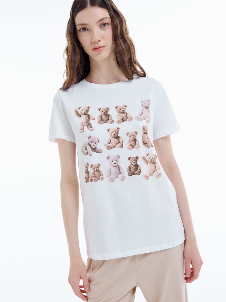 Пижама из хлопка с принтом и брюками