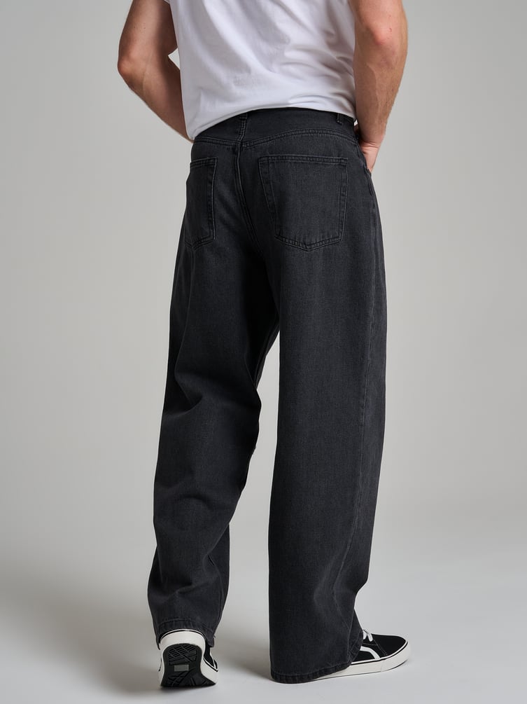 Джинсы багги широкие с вареный эффектом