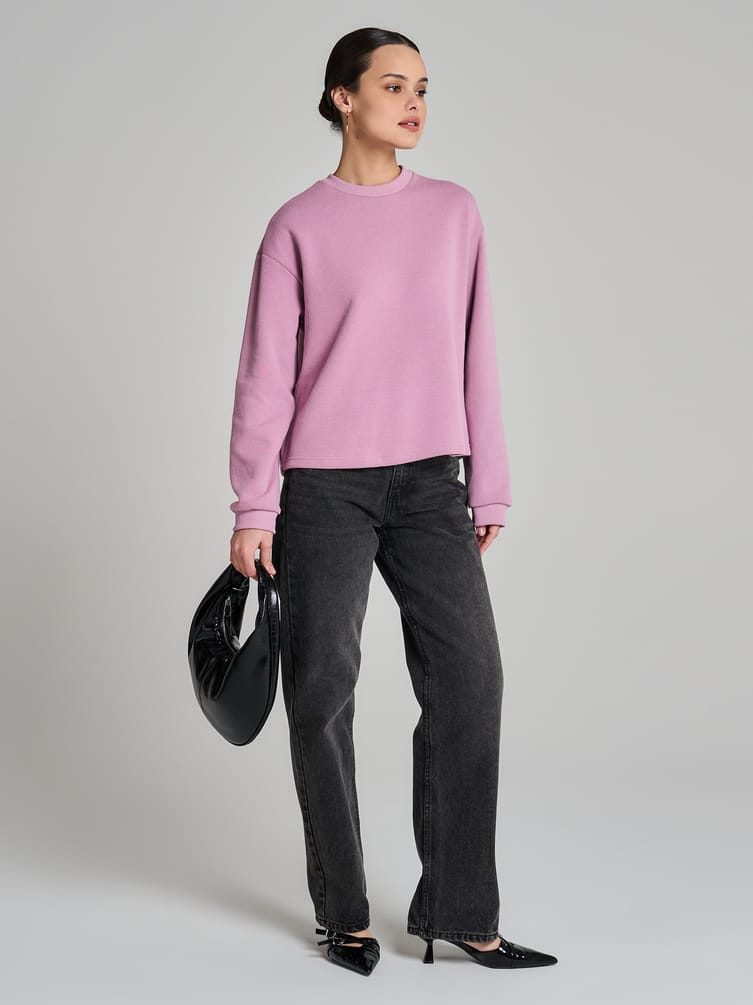 Трикотажный свитшот в рубчик