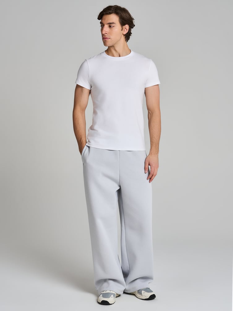 Теплые брюки оверсайз на резинке с начесом