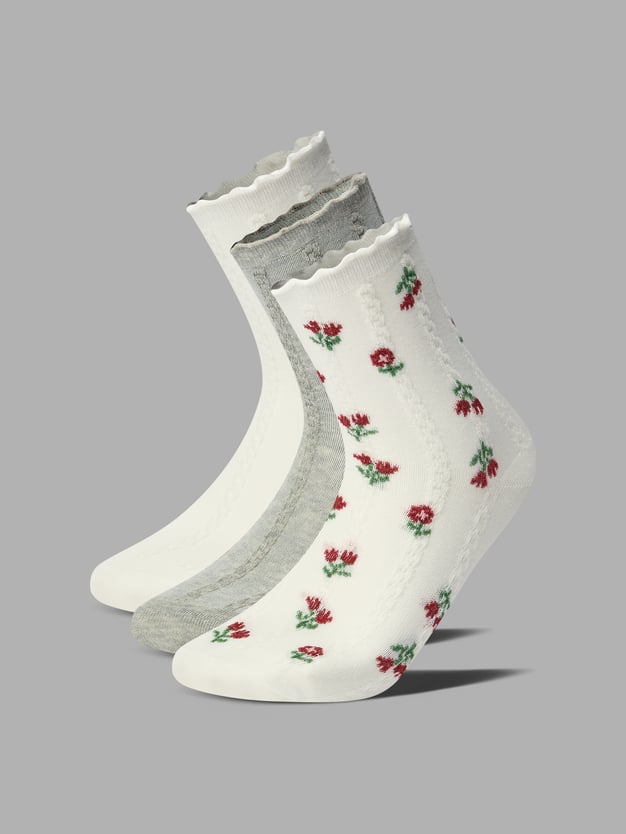 Носки - 3 пары с цветочным принтом