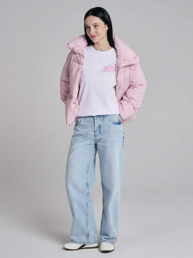 Джинсы широкие с вареным эффектом