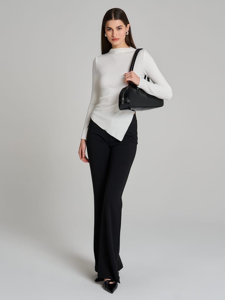 Лонгслив асимметричный в рубчик