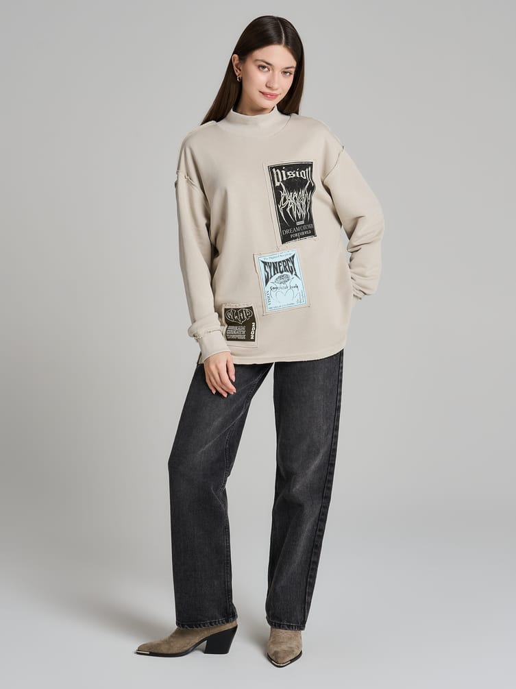 Свитшот в стиле гранж с необработанными краями