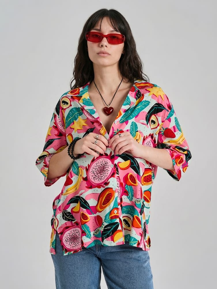 Рубашка гавайская с принтом