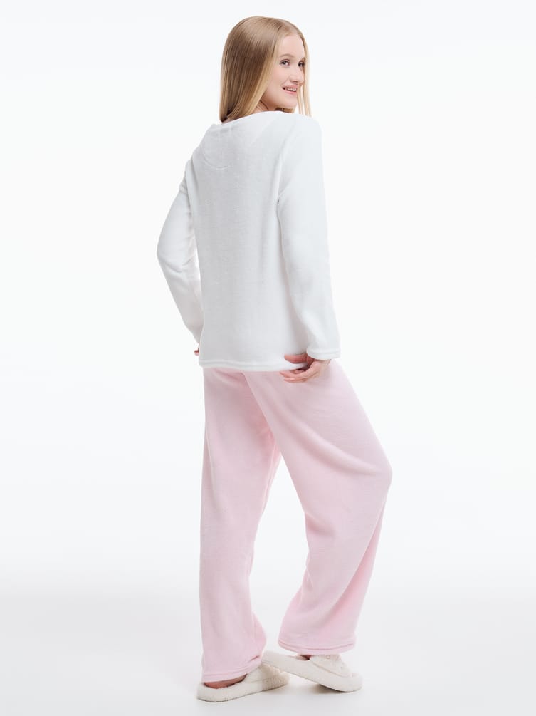 Плюшевая пижама с вышивкой и брюками