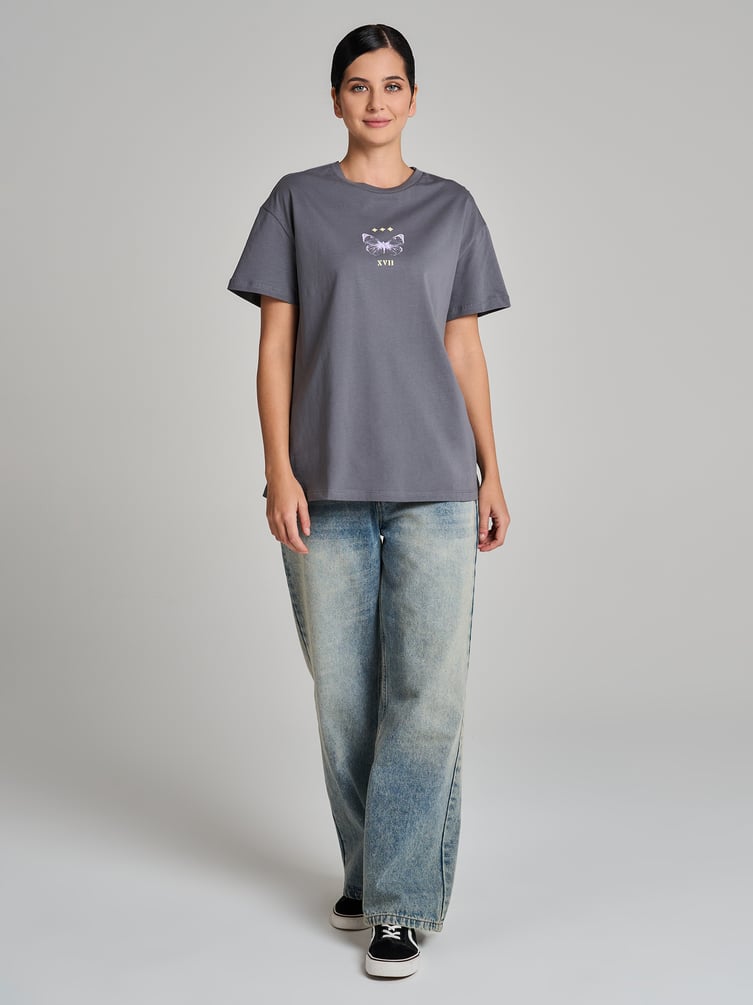 Футболка с принтом бабочек на спине