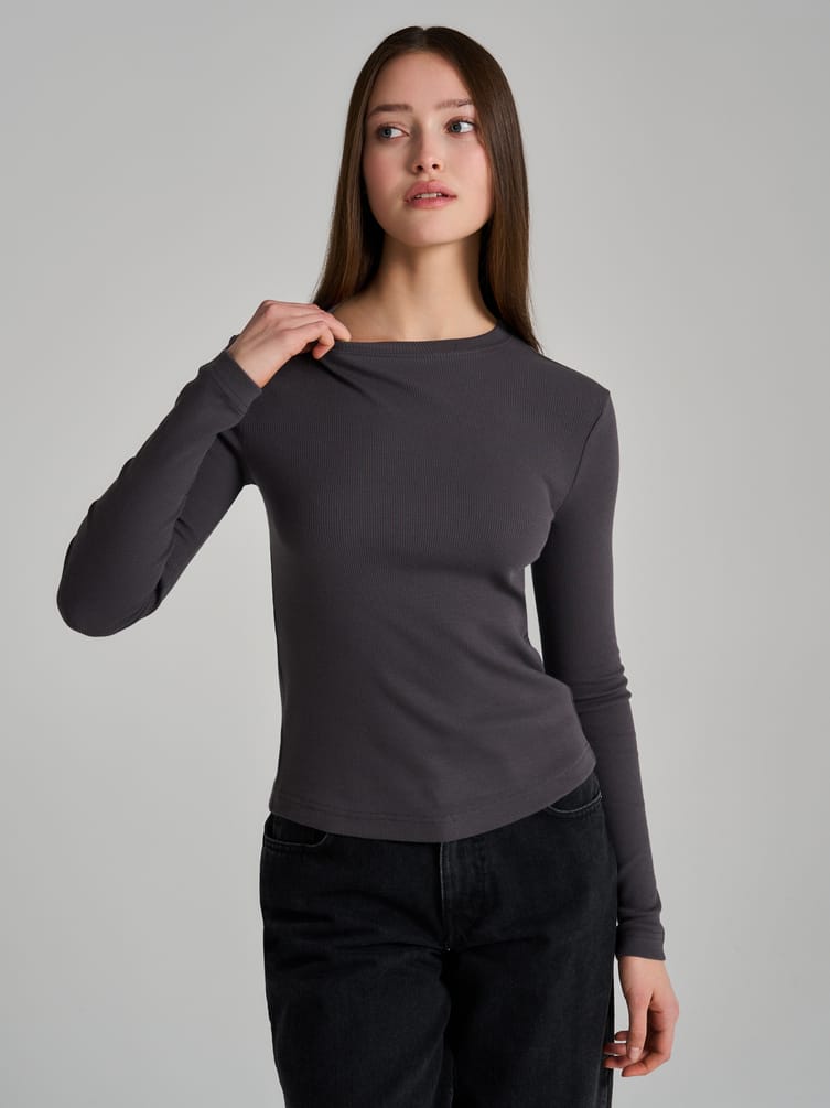 Облегающий лонгслив в рубчик