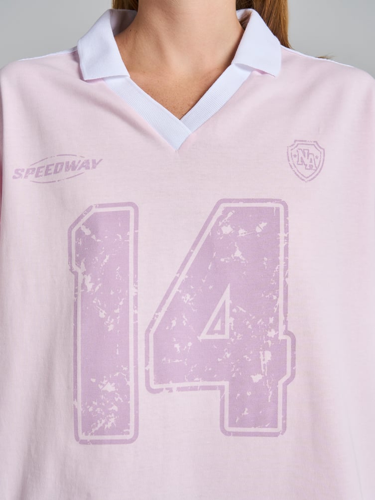 Футболка-поло оверсайз с надписью