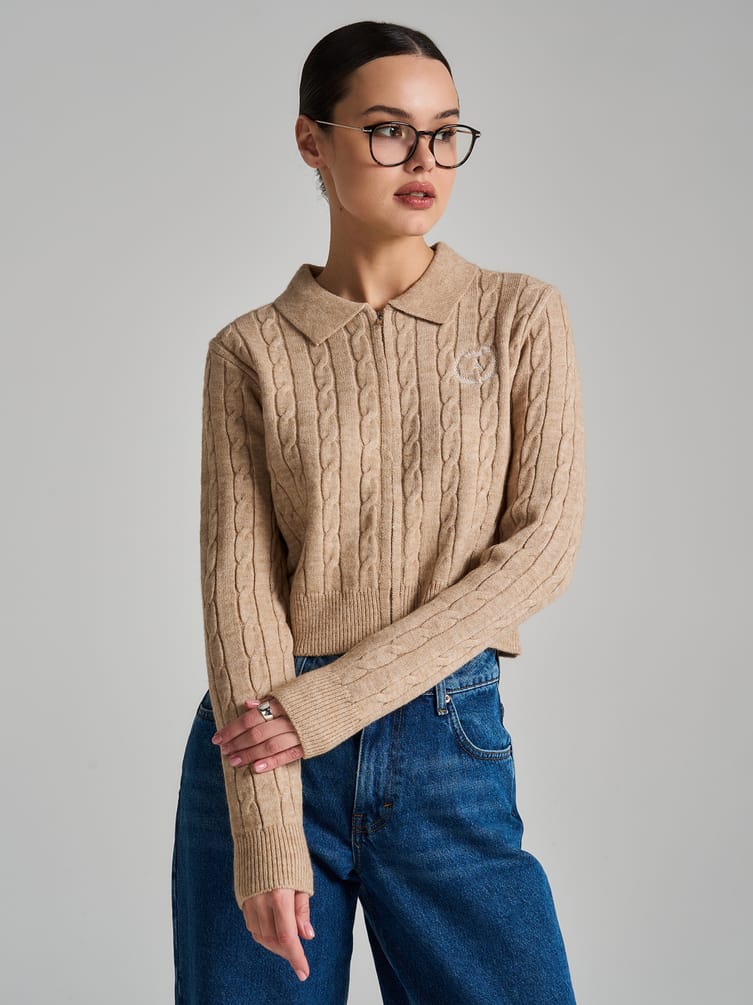 Кардиган на молнии с вышивкой