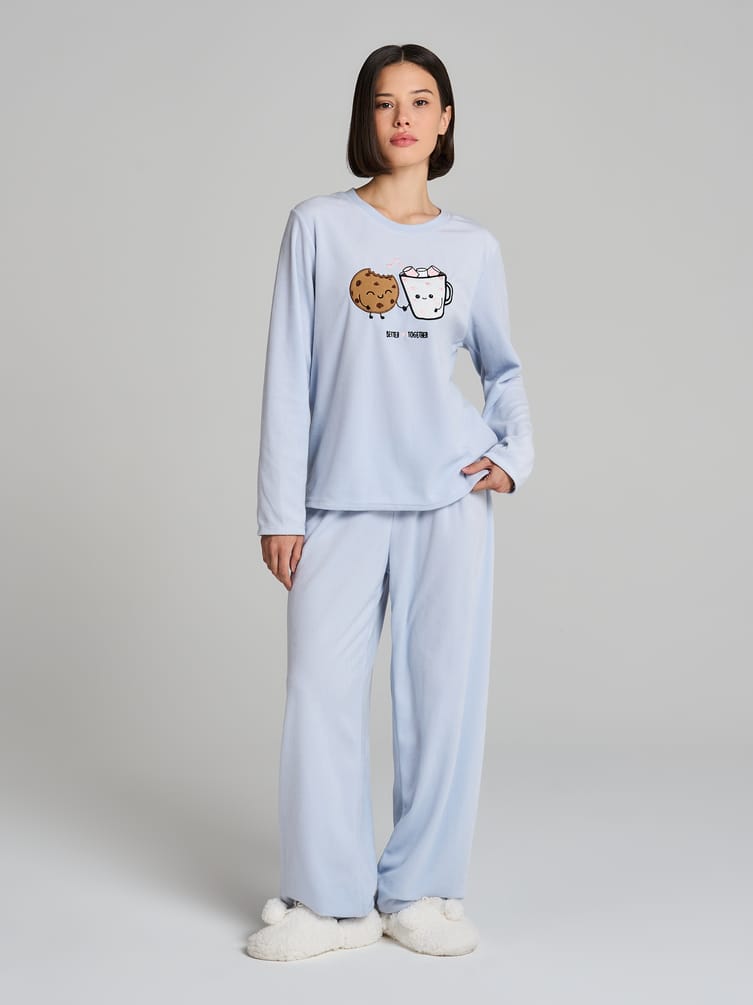 Пижама теплая с лонгсливом и брюками