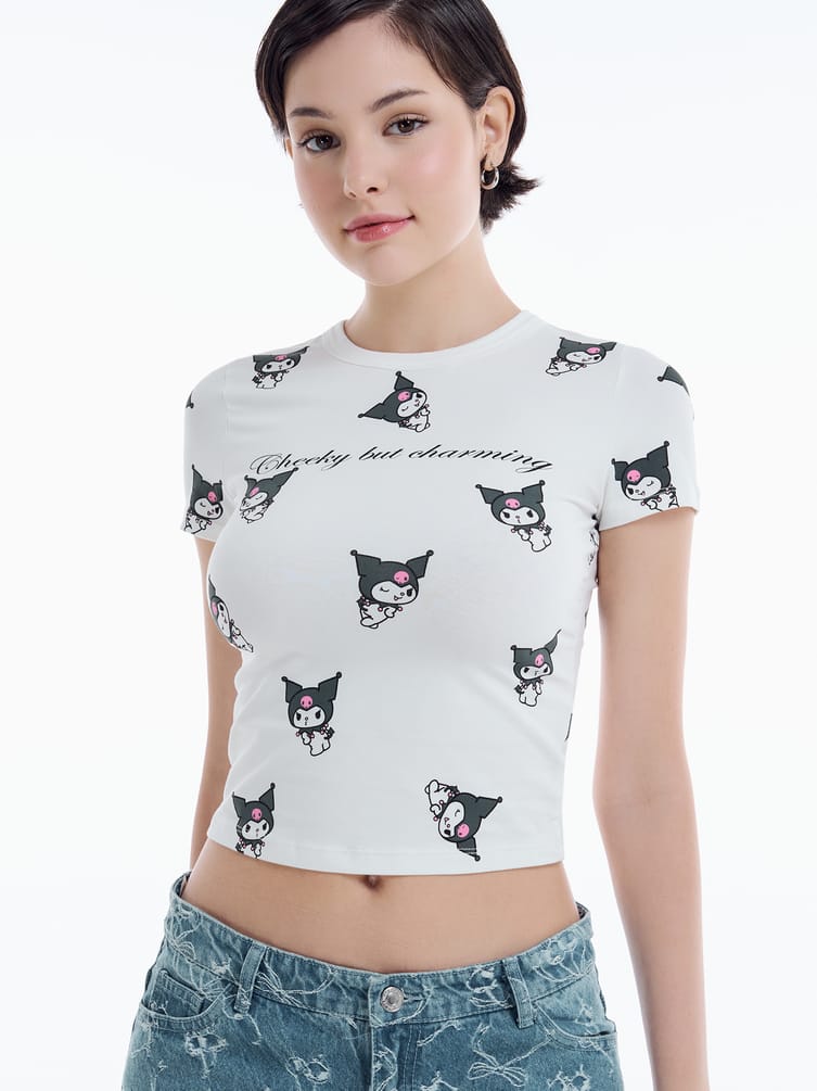 Приталенная футболка с принтом Kuromi