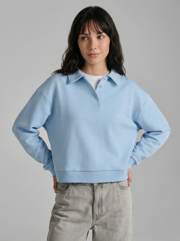 Свитшот без начеса с воротничном