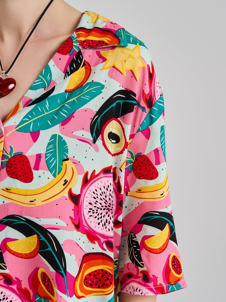 Рубашка гавайская с принтом