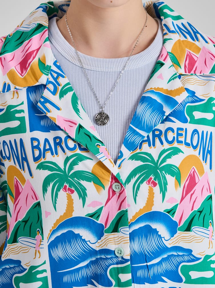 Рубашка гавайская с принтом