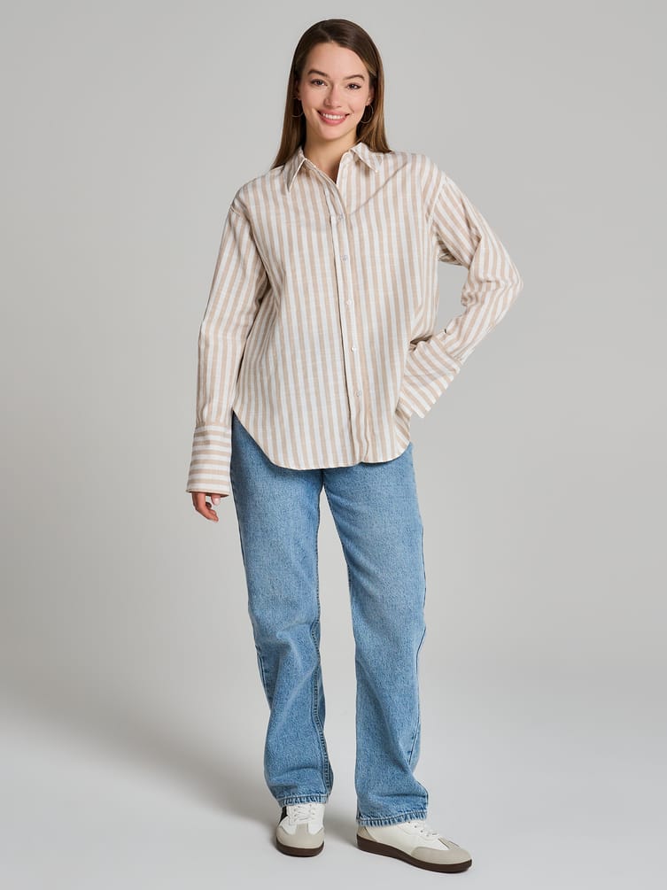 Плотная классическая рубашка в полоску