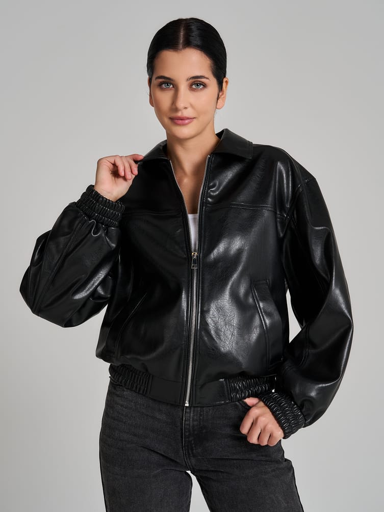 Куртка кожаная бомбер