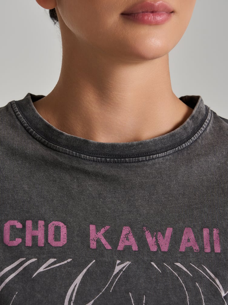 Хлопковая футболка оверсайз варенка с принтом аниме