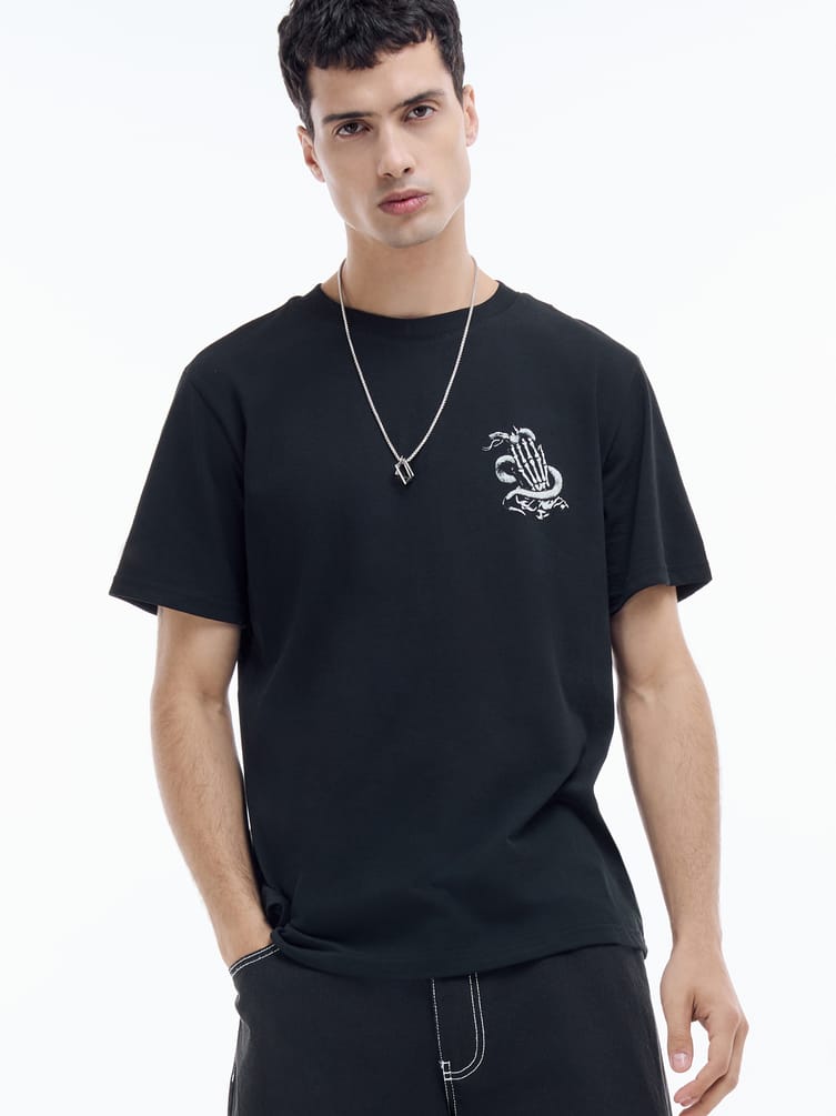 Футболка хлопковая с принтом змеи