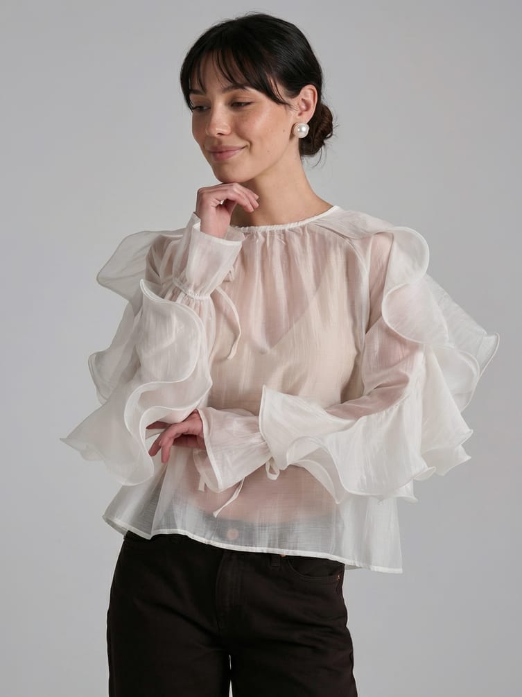 Блузка прозрачная с воланами