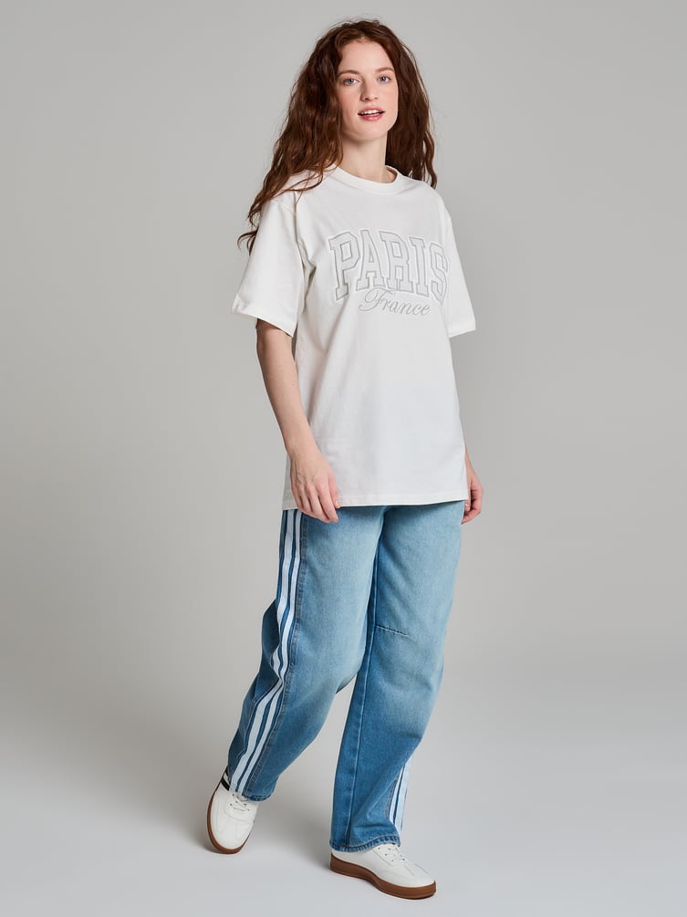 Джинсы широкие Balloon с лампасами