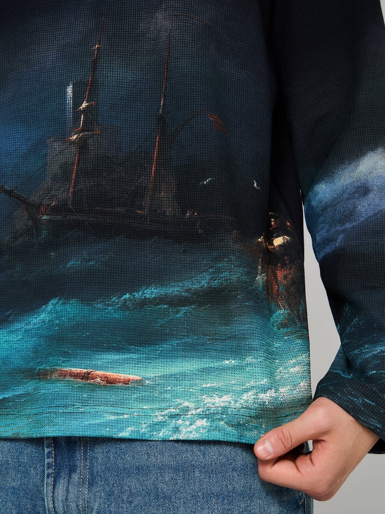 Лонгслив с принтом картин Третьяковской галереи