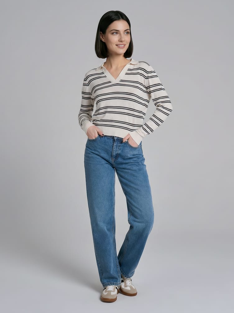 Пуловер трикотажный в полоску