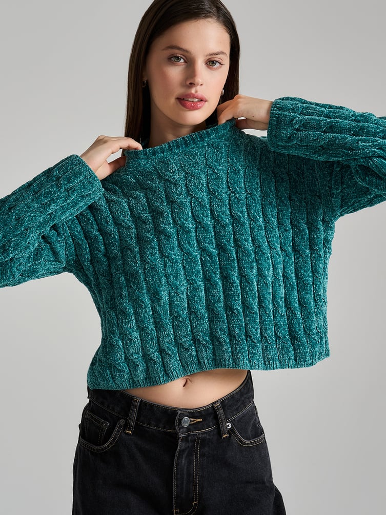 Джемпер трикотажный с косами