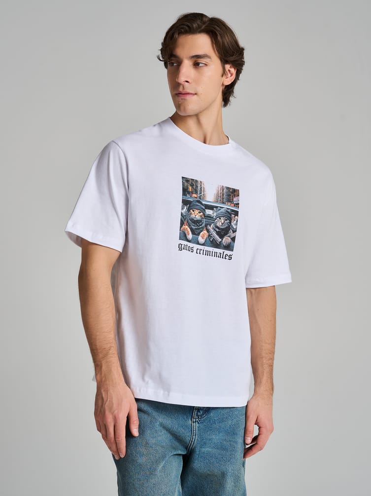 Футболка из хлопка с принтом котов