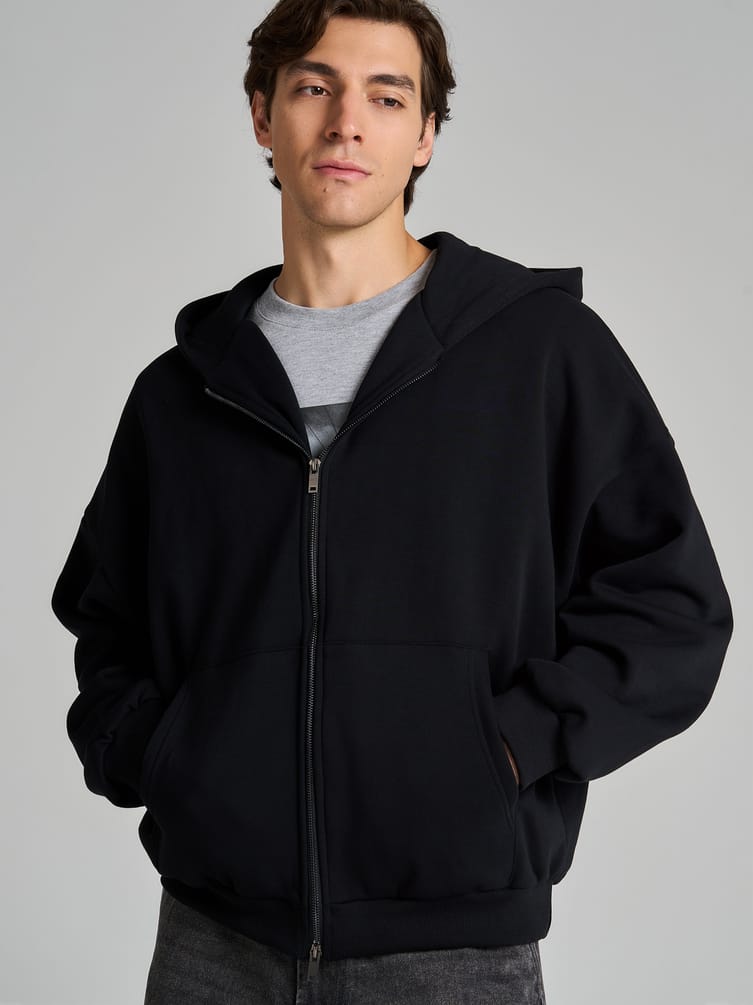 Зип худи оверсайз тёплая с начёсом