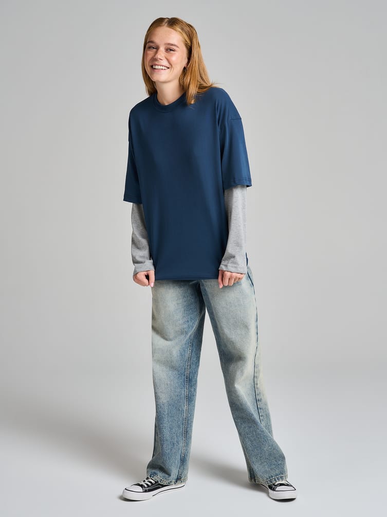 Лонгслив оверсайз с двойным рукавом